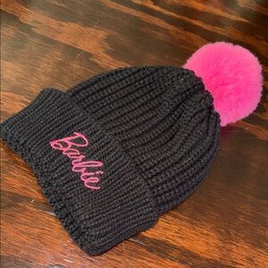 Barbie Black Beanie with Pink Pom